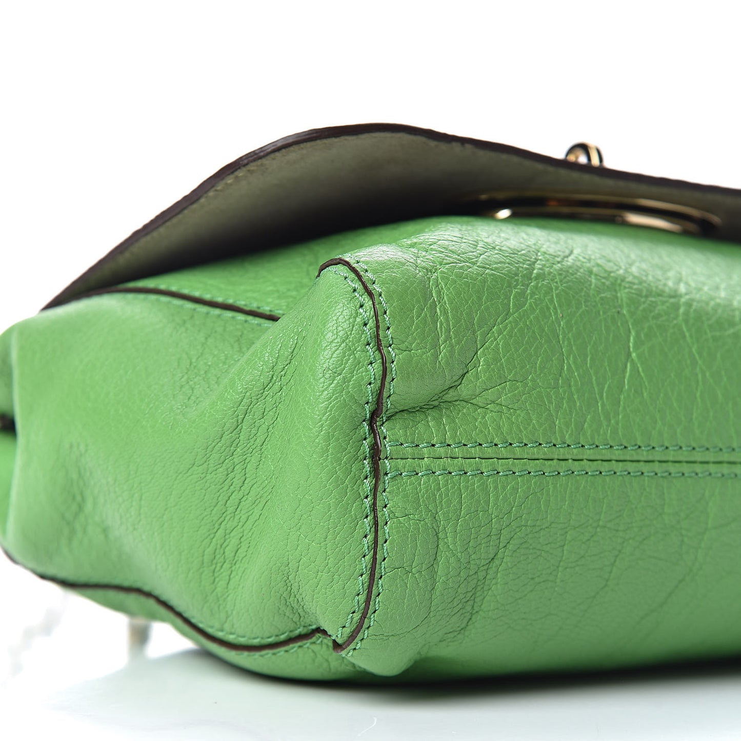 Glossy Goatskin Small Lily Flap Grass Green