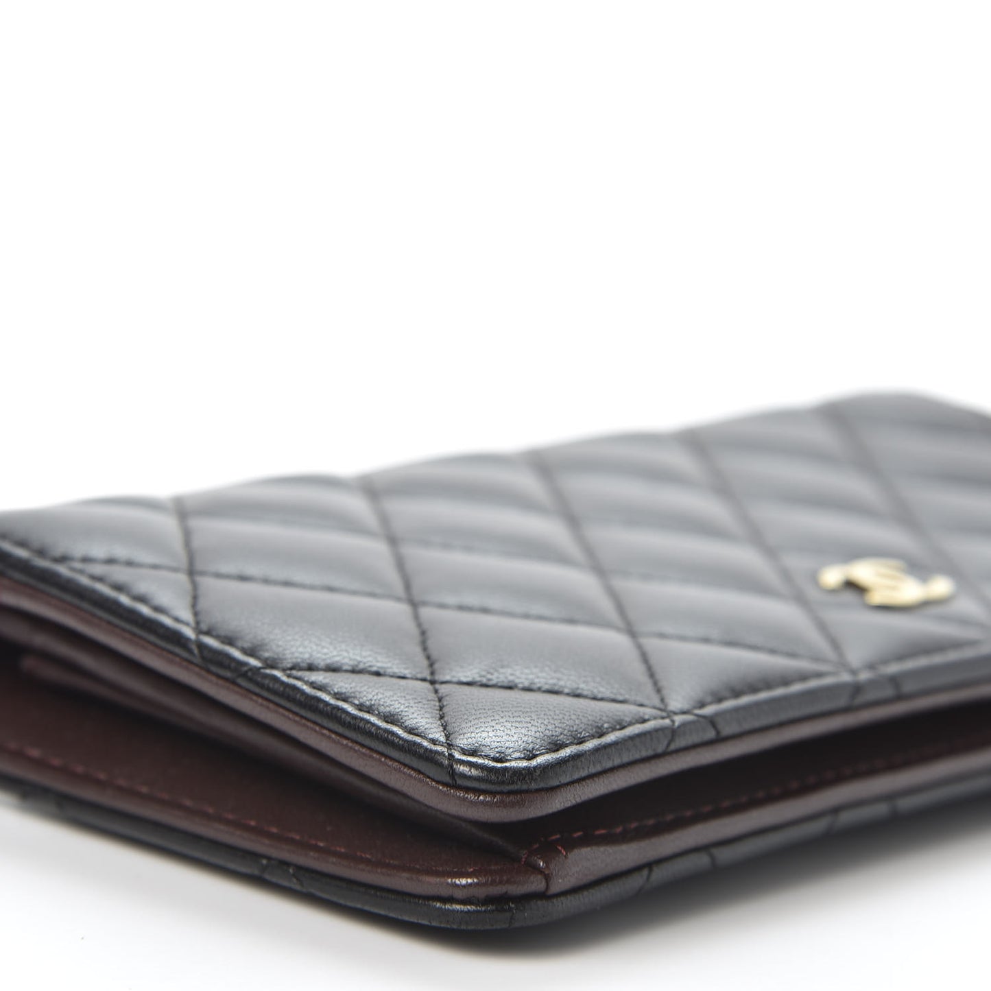 Lambskin Quilted Yen Wallet Black