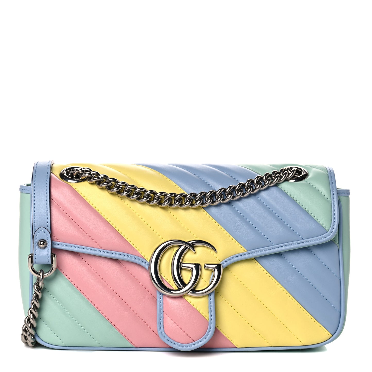 Calfskin Matelasse Diagonal Small GG Marmont Shoulder Bag Multicolor Pastel
