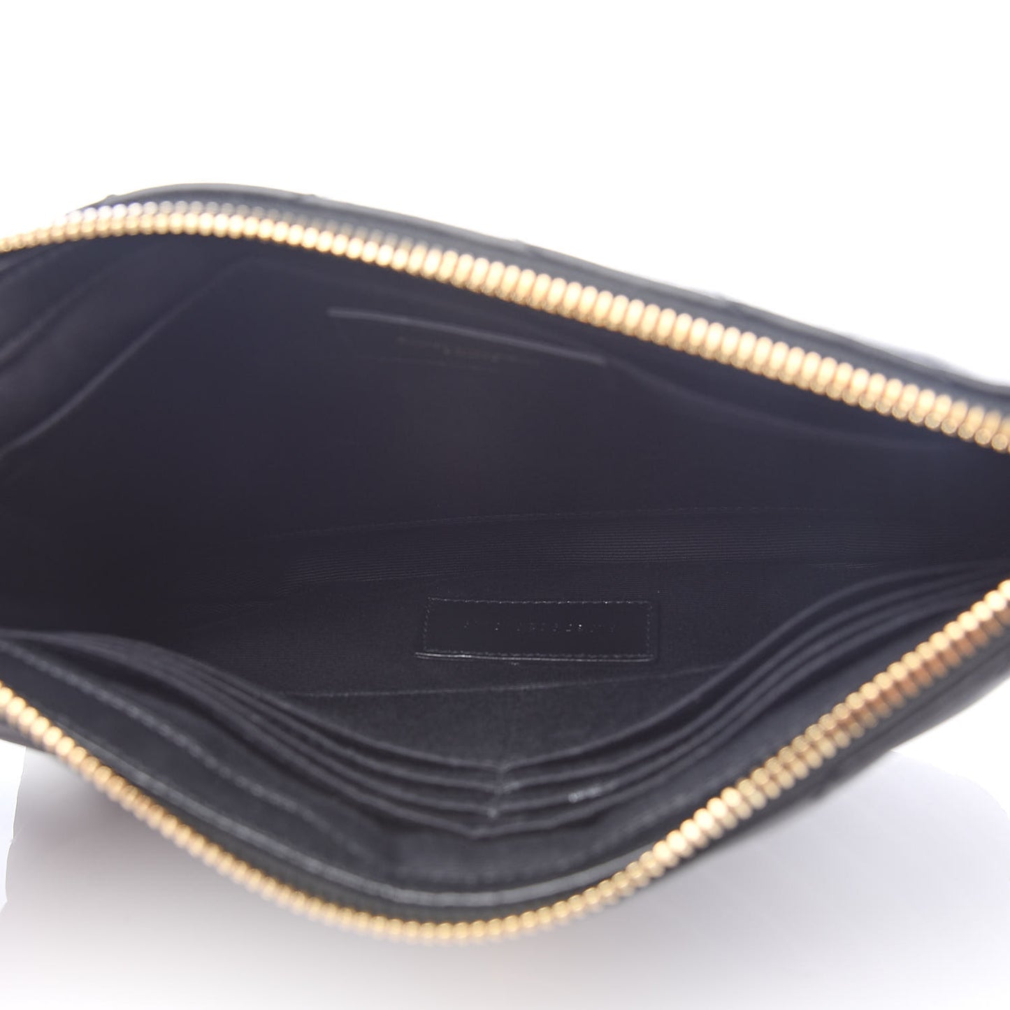 Calfskin Matelasse Chevron Monogram A5 Wristlet Black