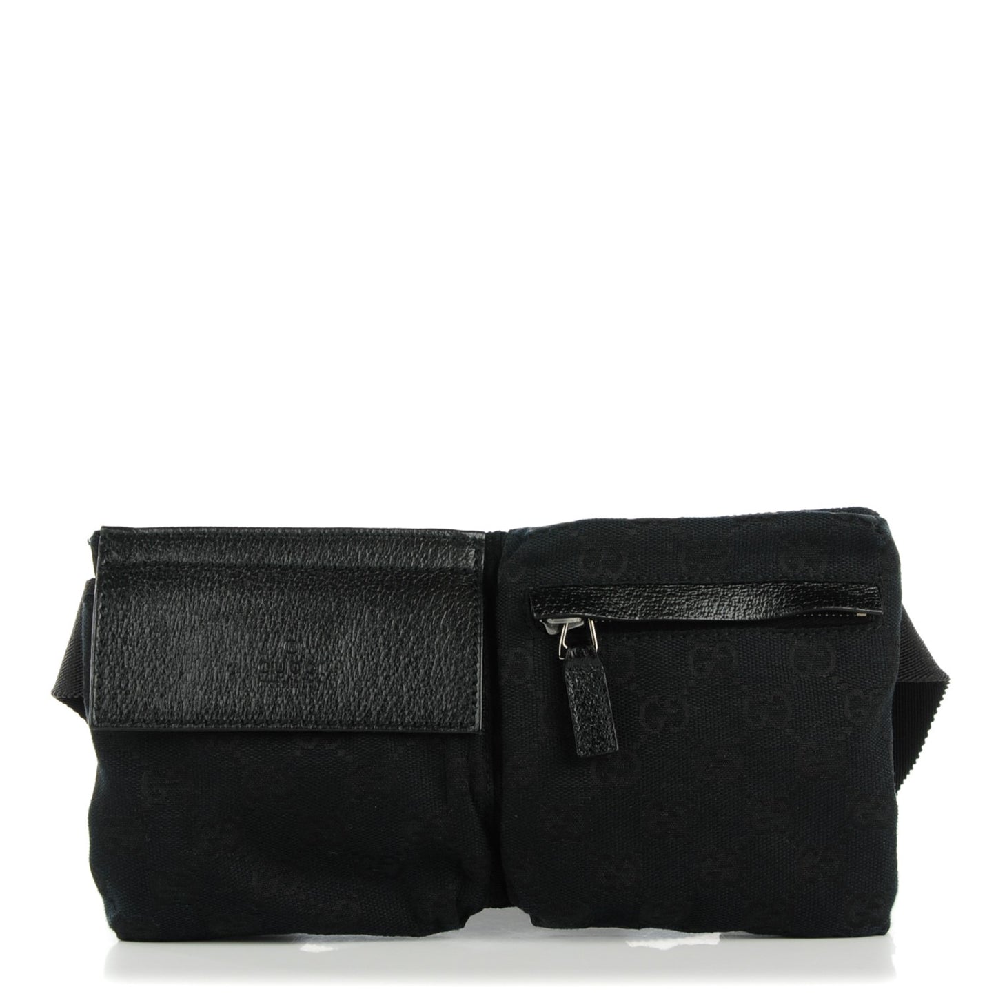 GG Monogram Double Pocket Belt Bag Black
