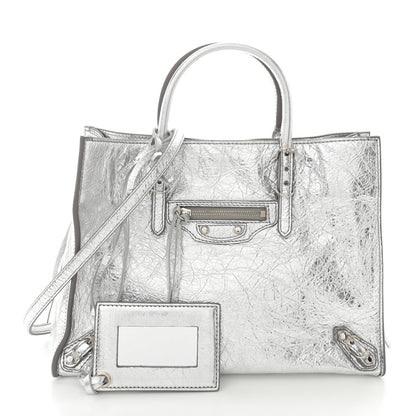 Balenciaga Metallic Calfskin Papier A6 Zip Around Tote Silver 3 of 11