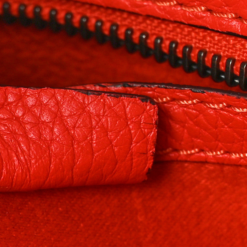 Celine Drummed Calfskin Nano Luggage Vermillion 7 of 10