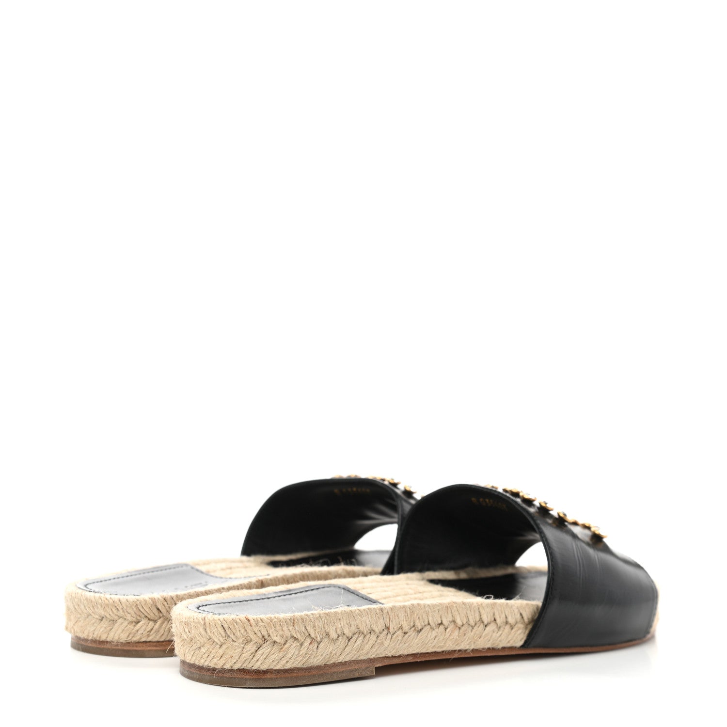 Chanel Patent Calfskin Crystal CC Espadrille Slip On Sandals 38 Black 4 of 9