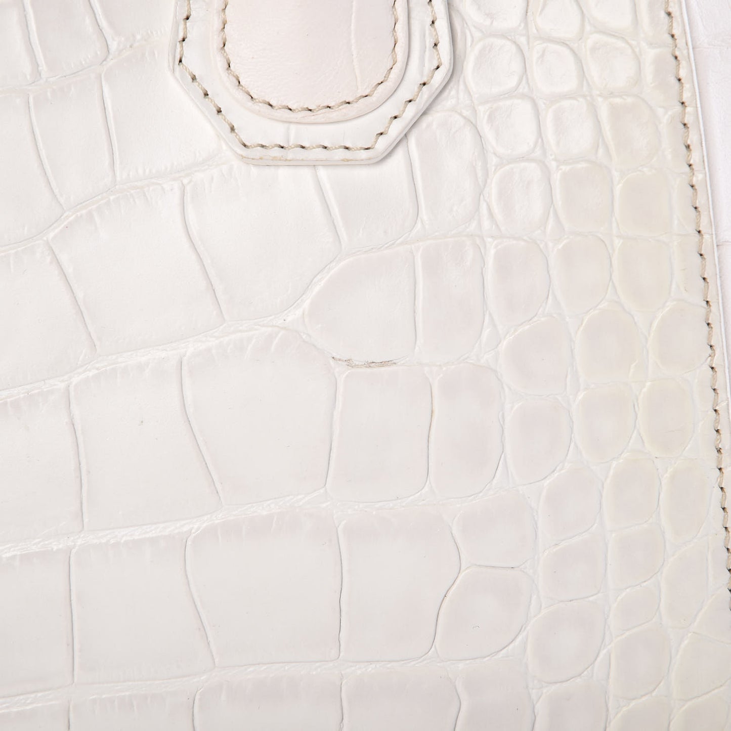 Calfskin Crocodile Embossed Small Antigona White