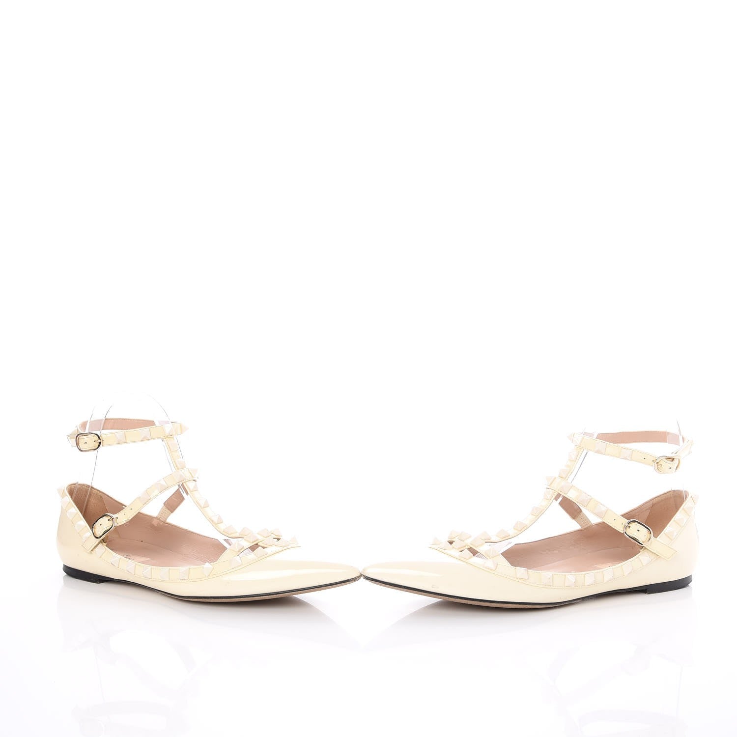 Valentino Garavani Patent Monochrome Rockstud Cage Ballerina Flats 39 Ivory 6 of 15