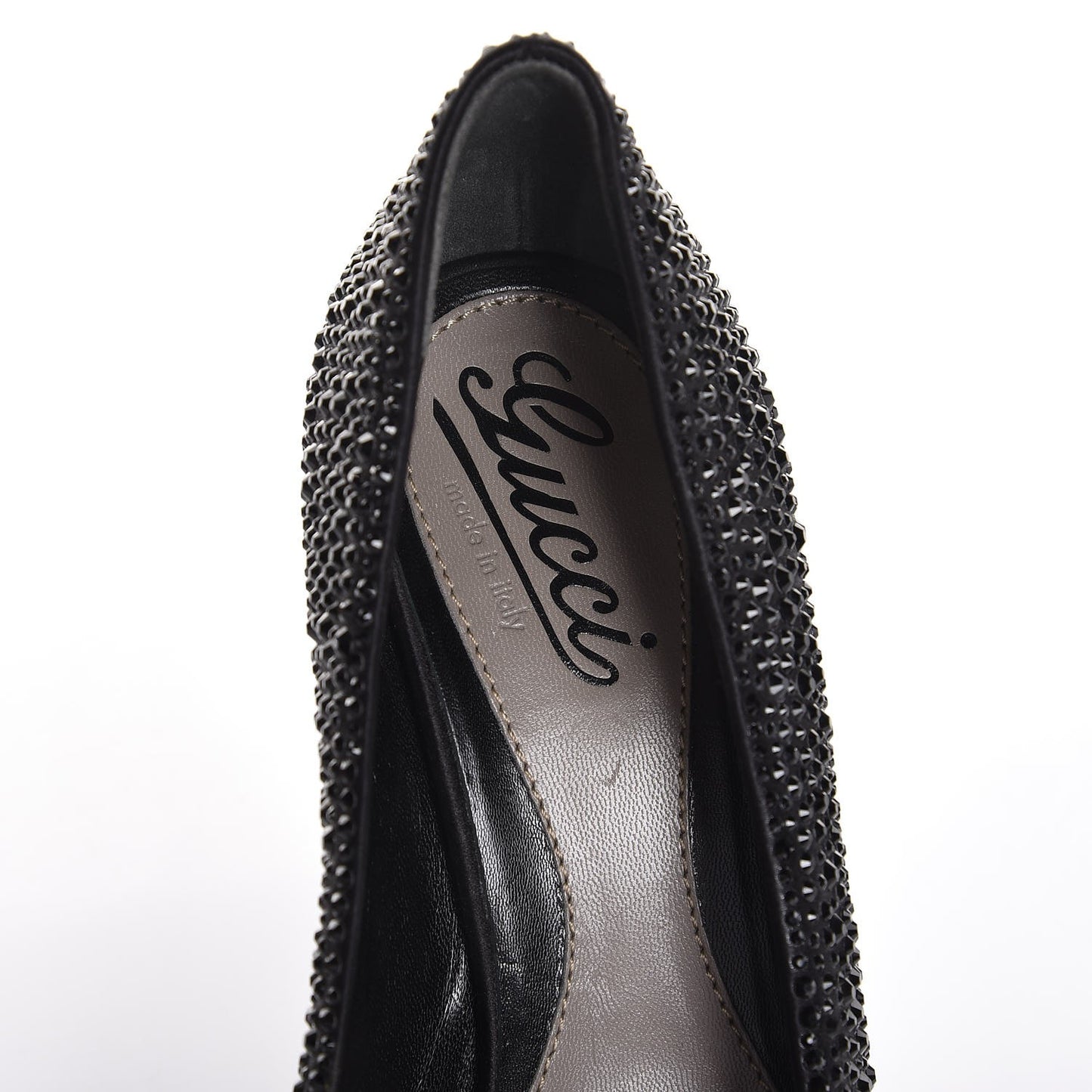 Satin Strass Embroidered Sofia Etoile Peep Toe Pumps 36 Black