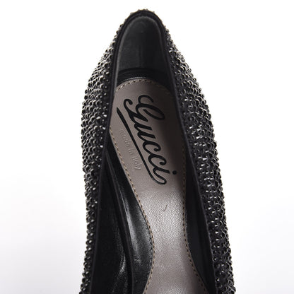 Gucci Satin Strass Embroidered Sofia Etoile Peep Toe Pumps 36 Black 9 of 10