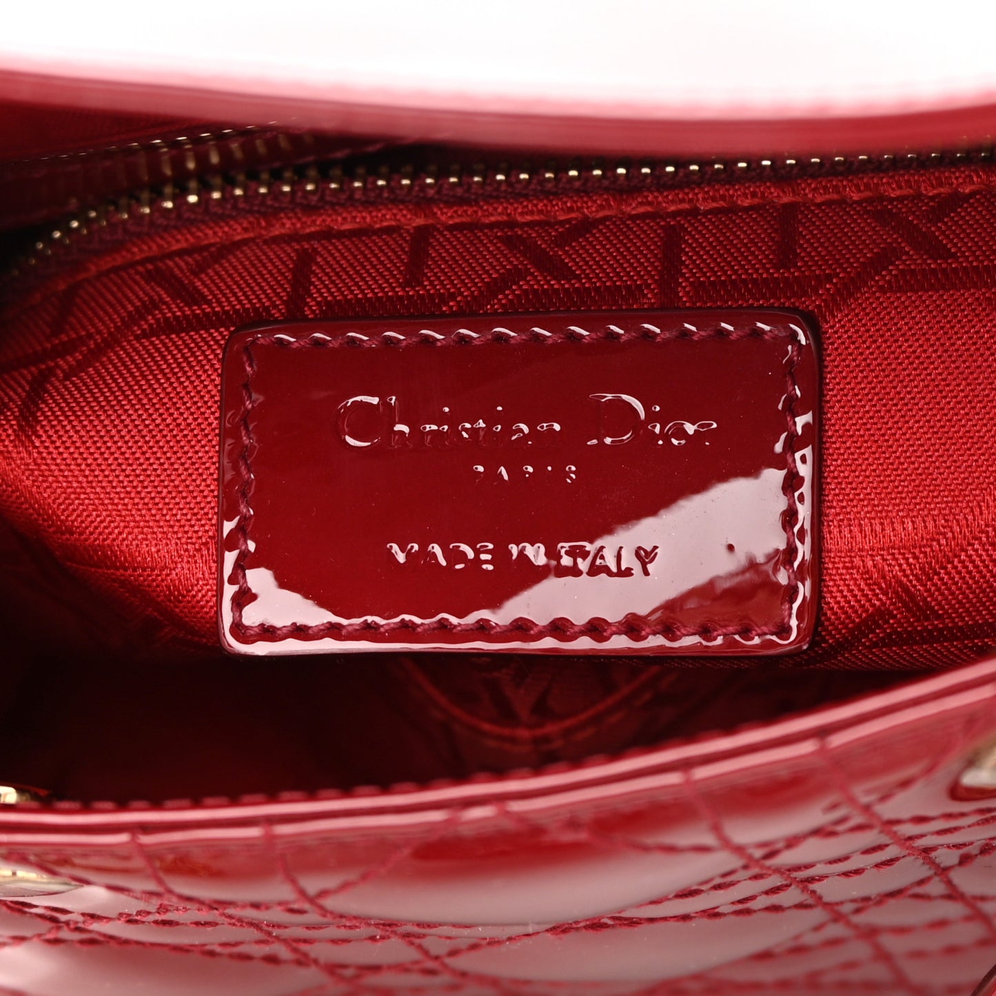 Patent Cannage Mini Lady Dior Red