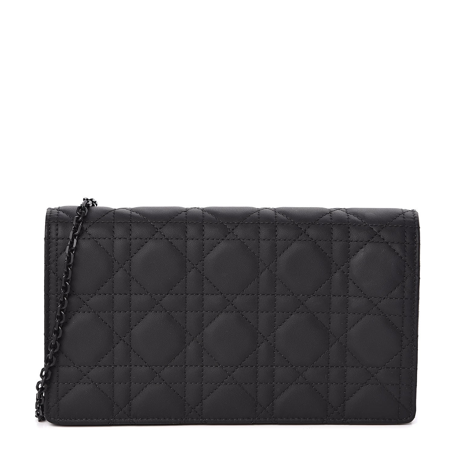 Christian Dior Ultra Matte Calfskin Cannage Lady Dior Clutch Black 1 of 10
