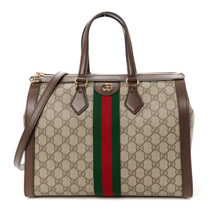 Gucci GG Supreme Monogram Web Medium Ophidia Tote Bag Brown 1 of 11