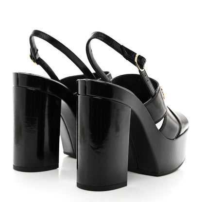 Chanel Crumpled Patent Lambskin Platform Sandals 36 Black 4 of 8