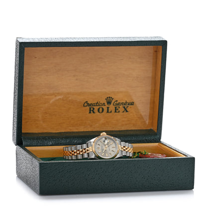 Rolex Stainless Steel 18K Yellow Gold 26mm Oyster Perpetual Datejust Watch Silver Tapestry 69173 5 of 5