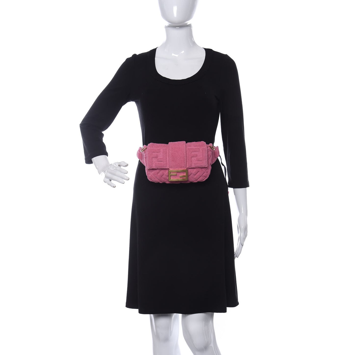 Terry Cloth Vitello Century Matte FF 1974 Embossed Belt Baguette Lollypop