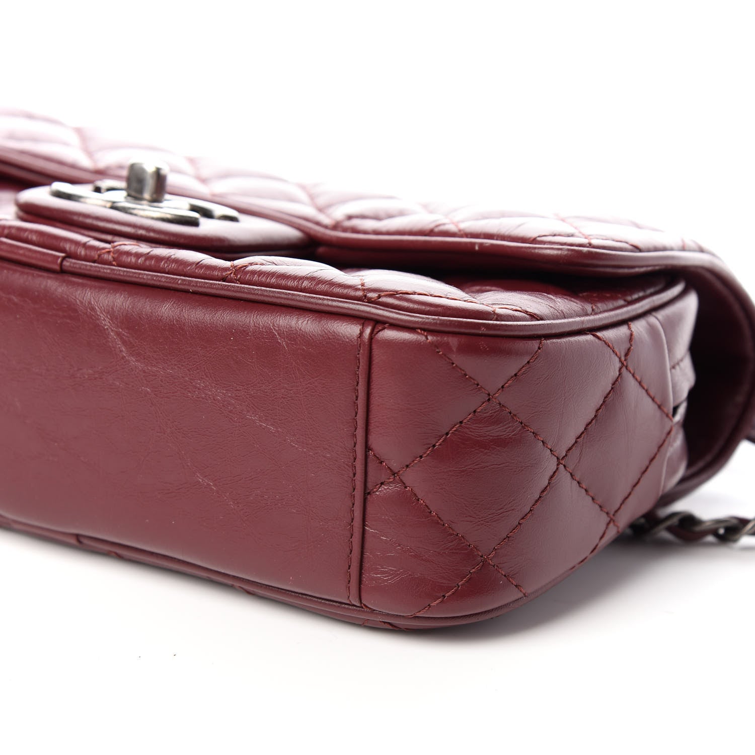 Chanel Aged Calfskin Quilted Small Easy Flap Dark Red 9 of 9