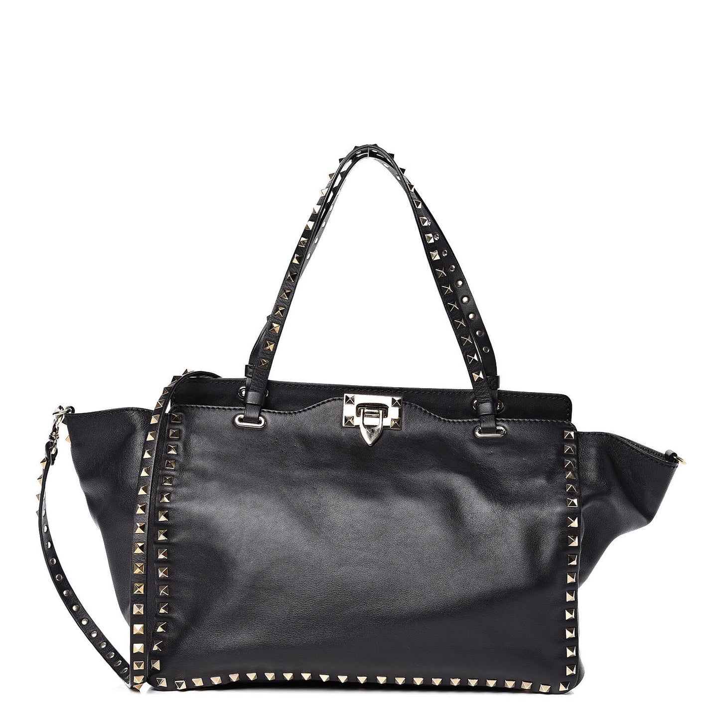 Vitello Medium Rockstud Tote Black