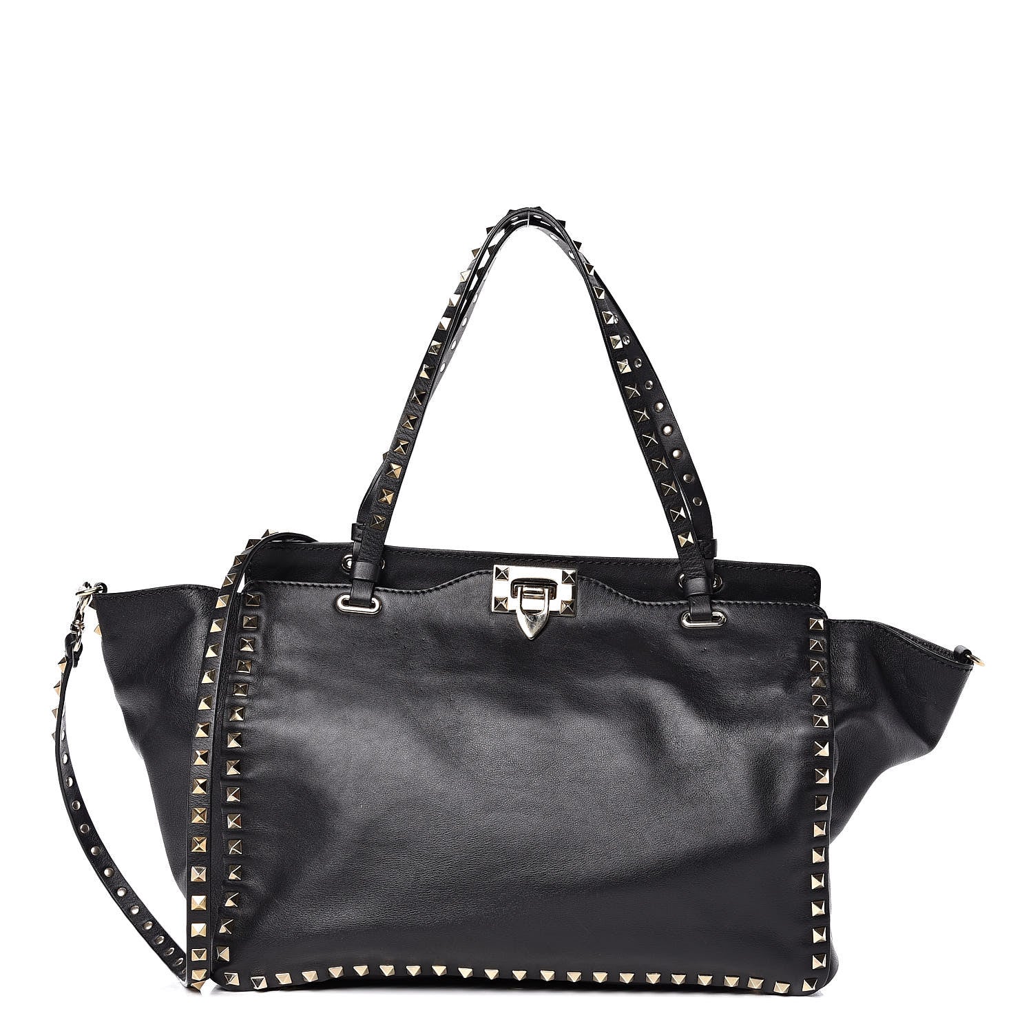 Valentino Garavani Vitello Medium Rockstud Tote Black 1 of 12
