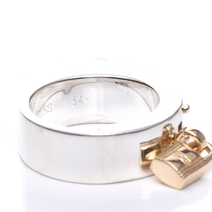 Hermes Sterling Silver 18K Yellow Gold Kelly Cadena Ring 54 6.25 16 of 17