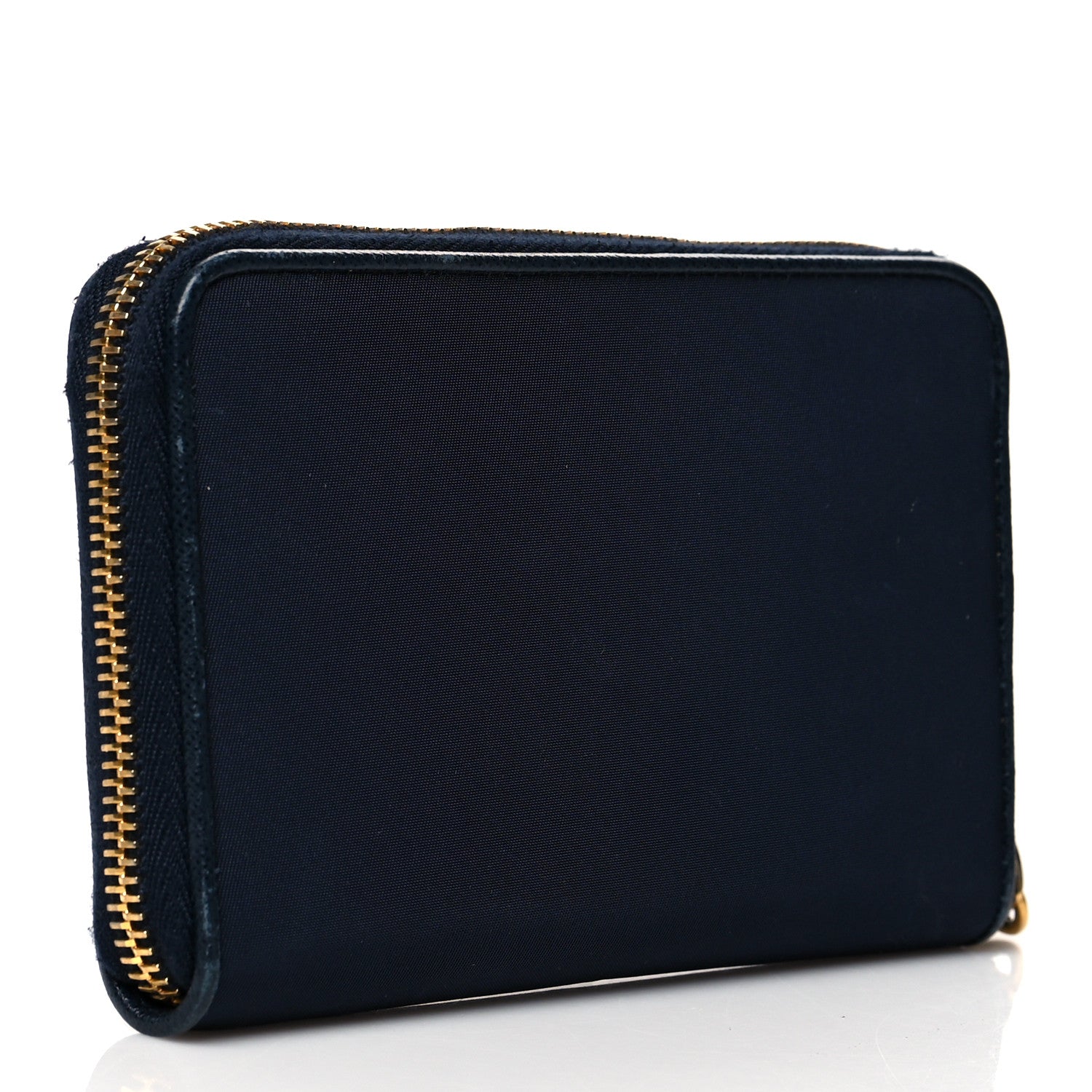 Prada Tessuto Nylon Metal Zip Around Wallet Bleu 3 of 12