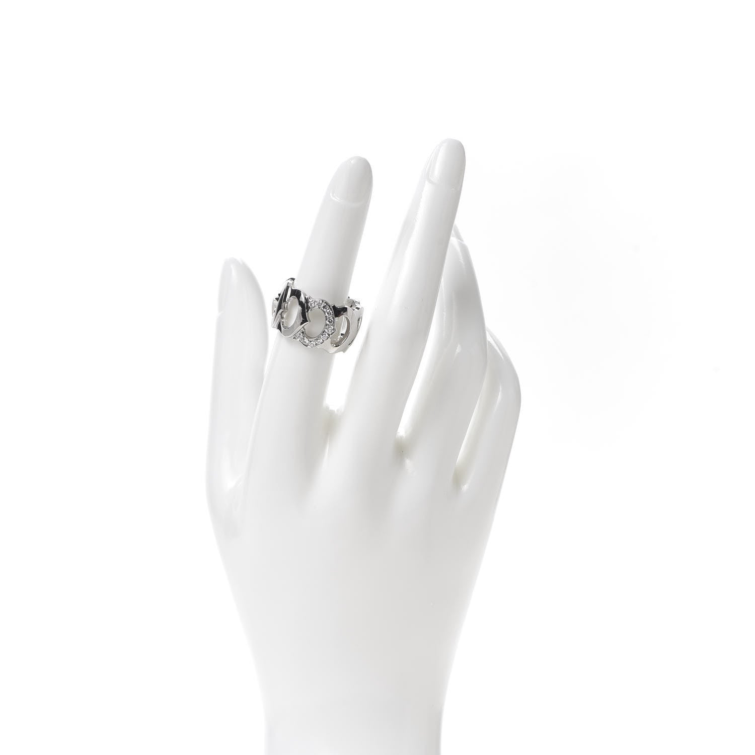 Cartier 18K White Gold Diamond 13mm C De Cartier Band Ring 54 6.75 2 of 5