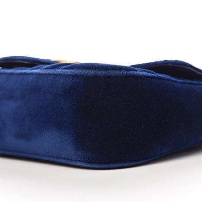 Gucci Velvet Matelasse Mini GG Marmont Shoulder Bag Cobalt Blue 10 of 11