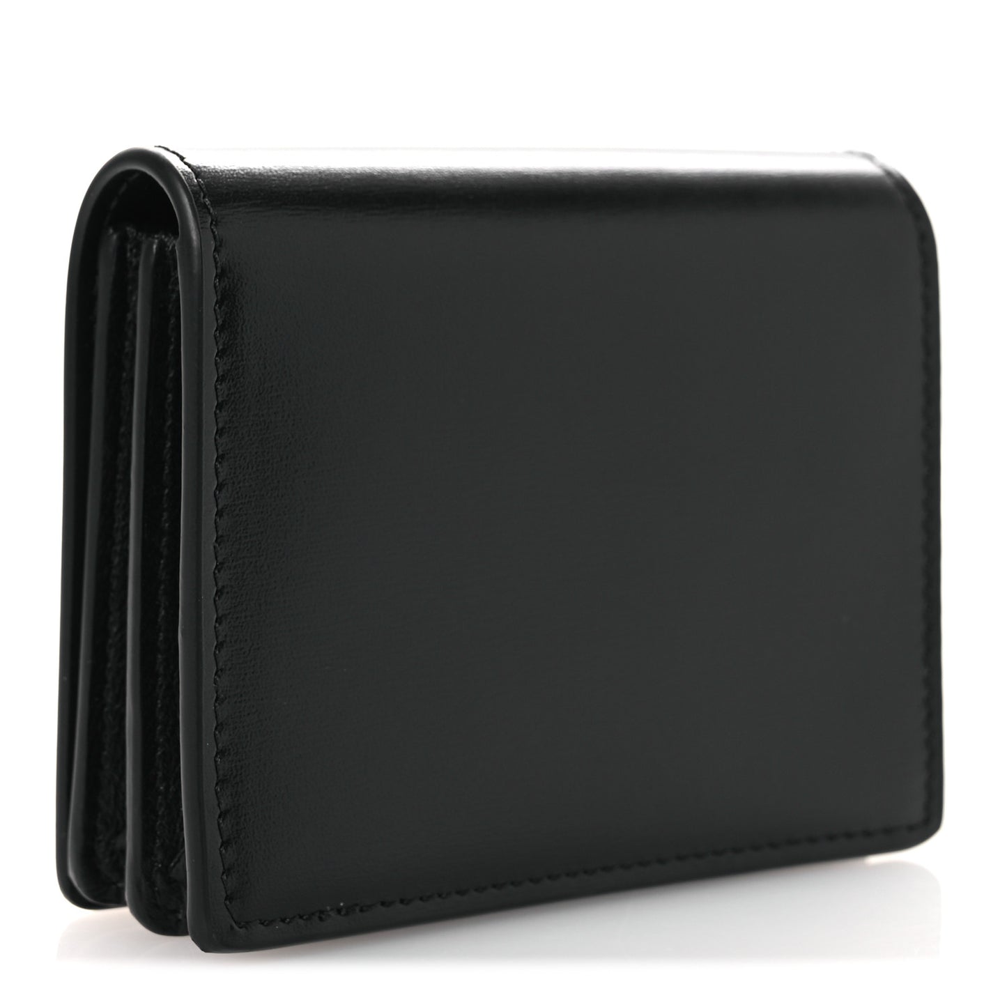 Shiny Calfskin Triomphe Business Card Holder Black