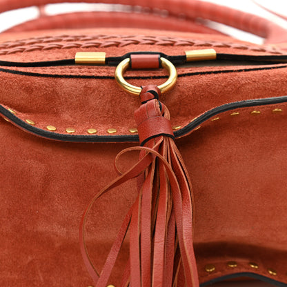 Chloe Suede Calfskin Braided Medium Marcie Satchel Terracotta Red 11 of 11