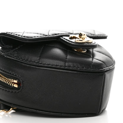 Chanel Lambskin Quilted CC In Love Heart Waist Belt Bag With Chain Black 9 of 11