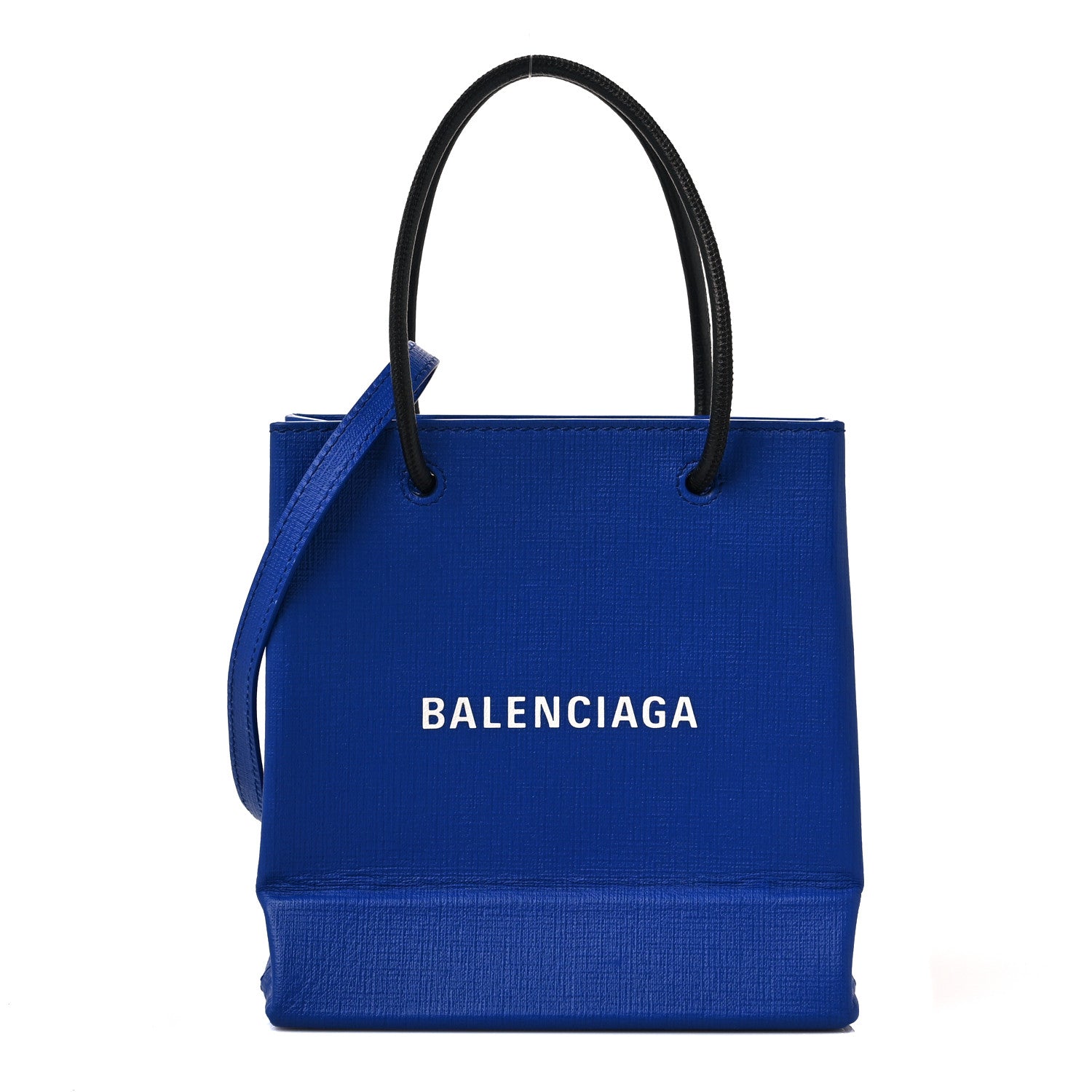 Balenciaga Squared Calfskin Logo Shopping Tote XXS Electric Bleu 1 of 9