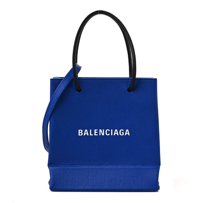 Balenciaga Squared Calfskin Logo Shopping Tote XXS Electric Bleu 1 of 9