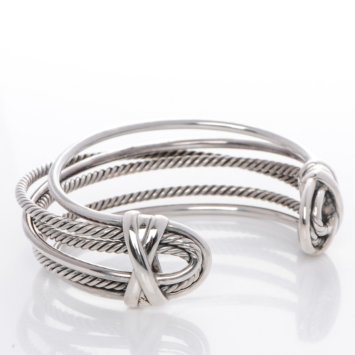 David Yurman Sterling Silver 24mm Narrow Crossover Cuff 3 of 6