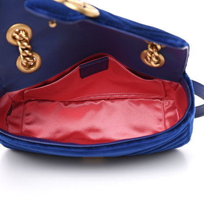 Gucci Velvet Matelasse Mini GG Marmont Shoulder Bag Cobalt Blue 5 of 9
