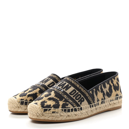 Christian Dior Cotton Embroidered Leopard Print Granville Espadrille 35 Natural 2 of 8
