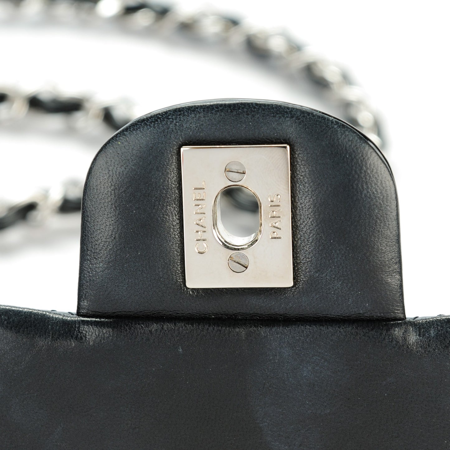 Patent Calfskin Quilted Mini Square Flap Black