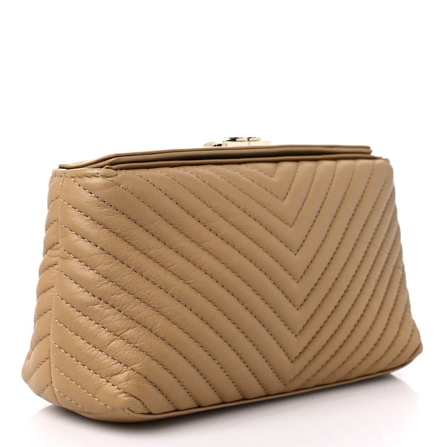 Aged Calfskin Chevron Boy Cosmetic Pouch Beige