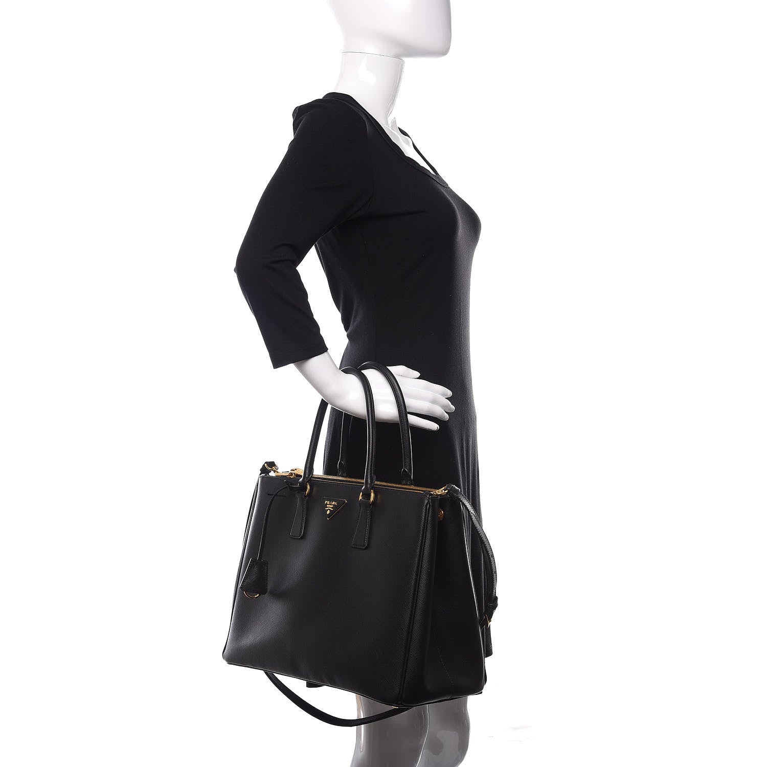 Prada Saffiano Medium Galleria Double Zip Tote Black 3 of 12