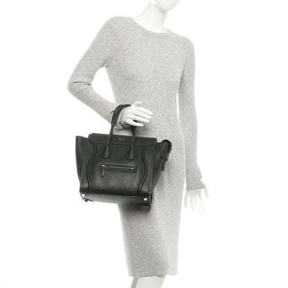 Celine Drummed Calfskin Micro Luggage Black 2 of 7