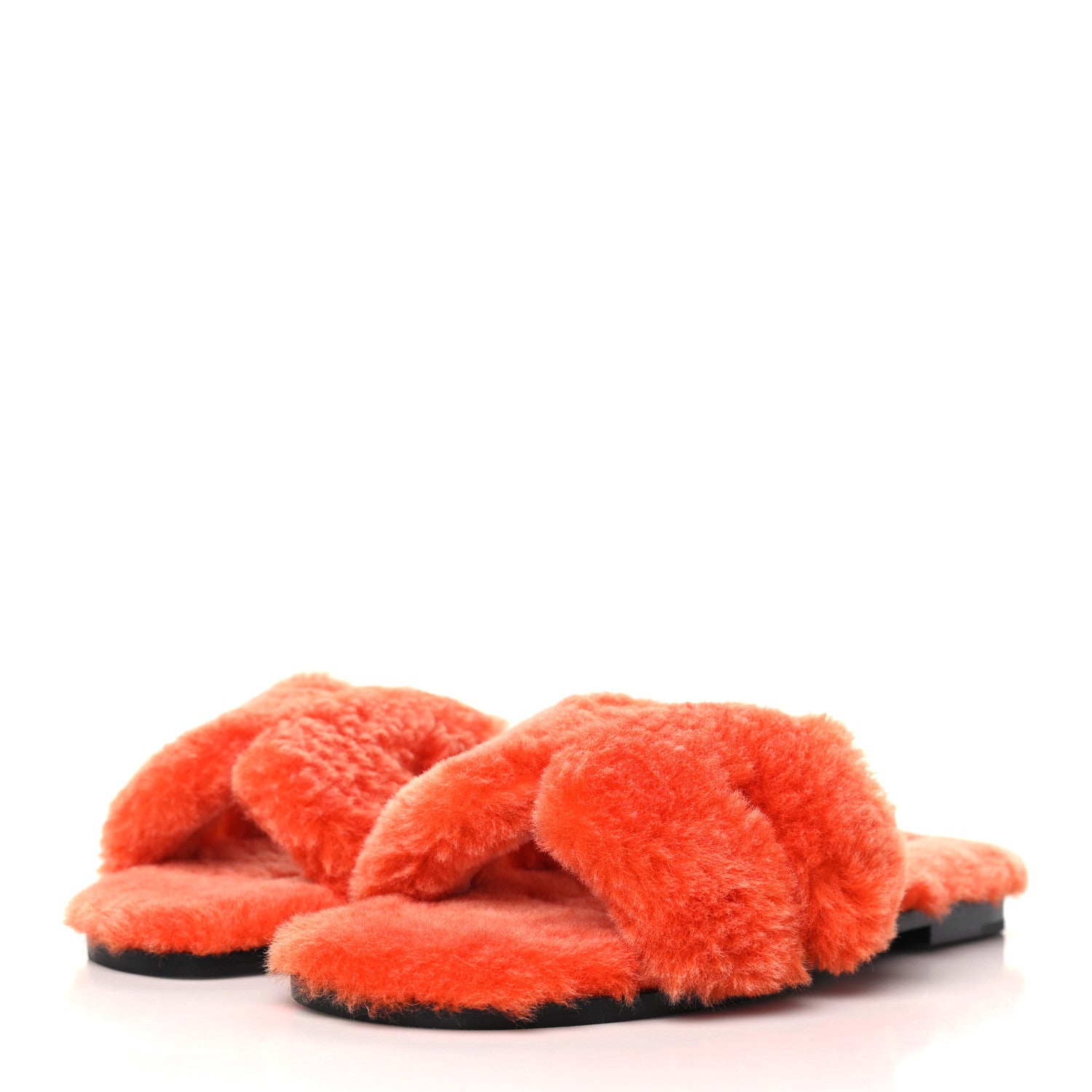 Hermes Woolskin Oran Sandals 37 Orange 3 of 8