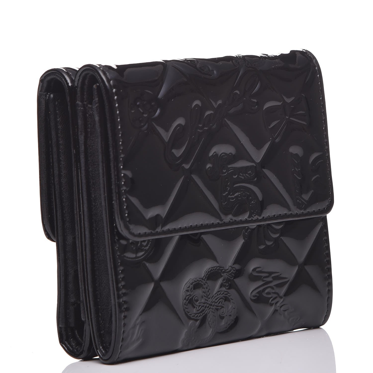 Chanel Patent Calfskin Lucky Symbols Double Sided Wallet Black 4 of 9