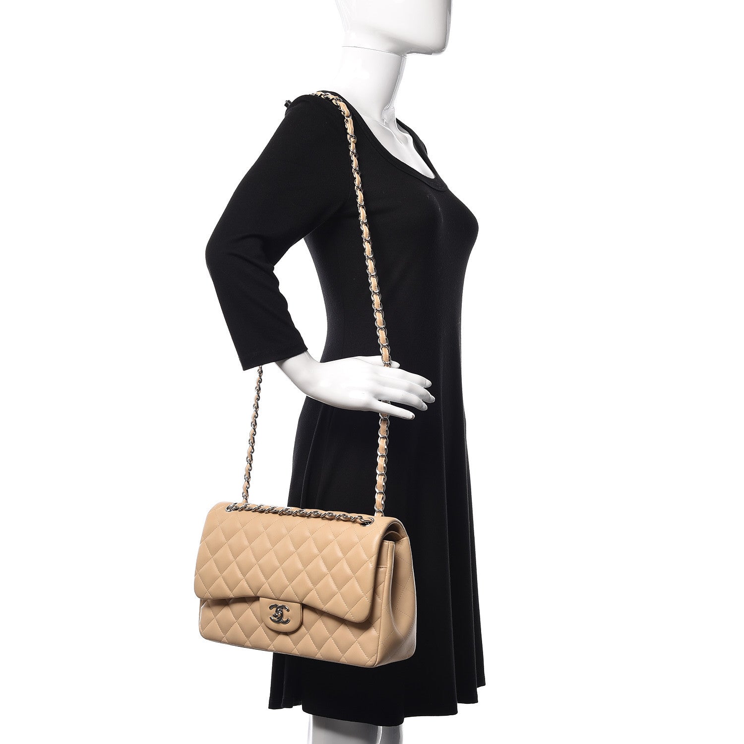 Chanel Lambskin Quilted Jumbo Double Flap Beige Clair 2 of 13