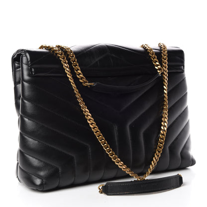 Saint Laurent Calfskin Y Quilted Monogram Medium Loulou Chain Satchel Black 3 of 11