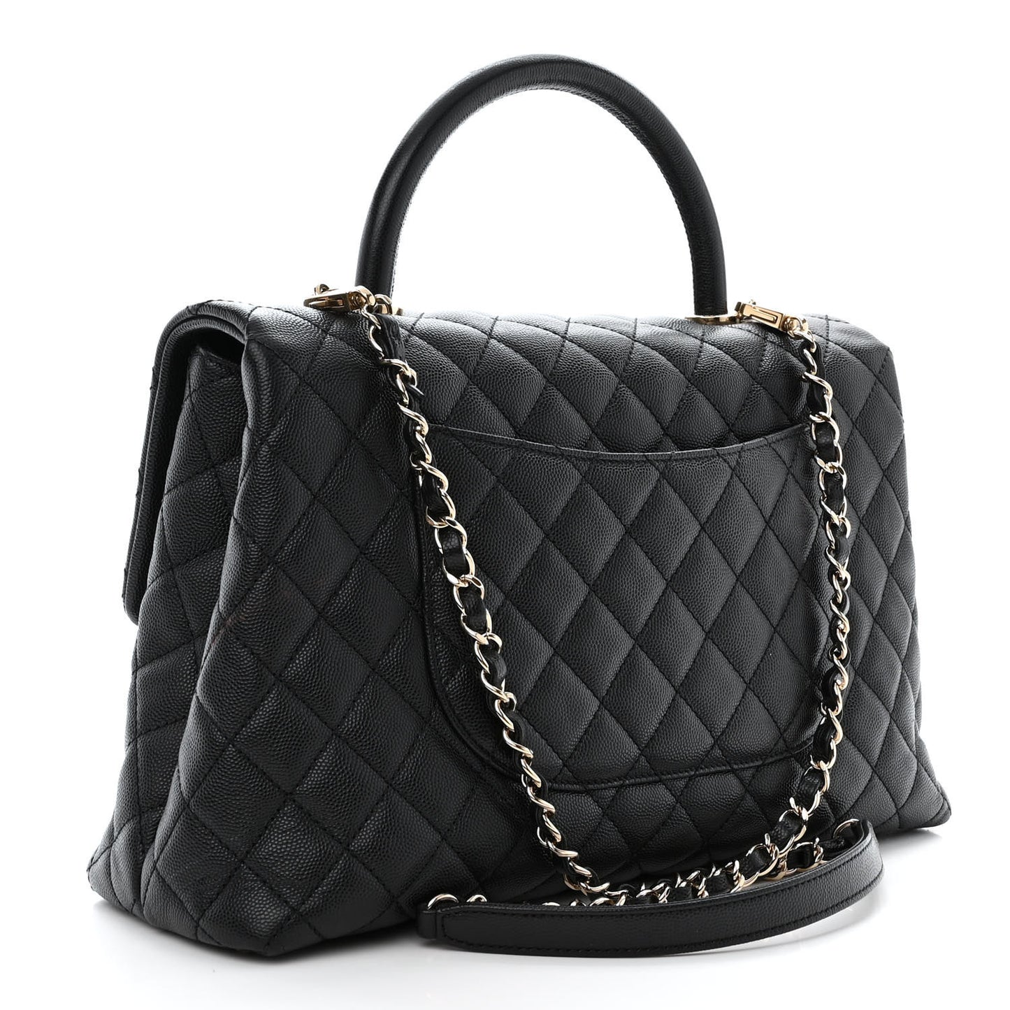 Caviar Quilted Medium Coco Handle Flap Black