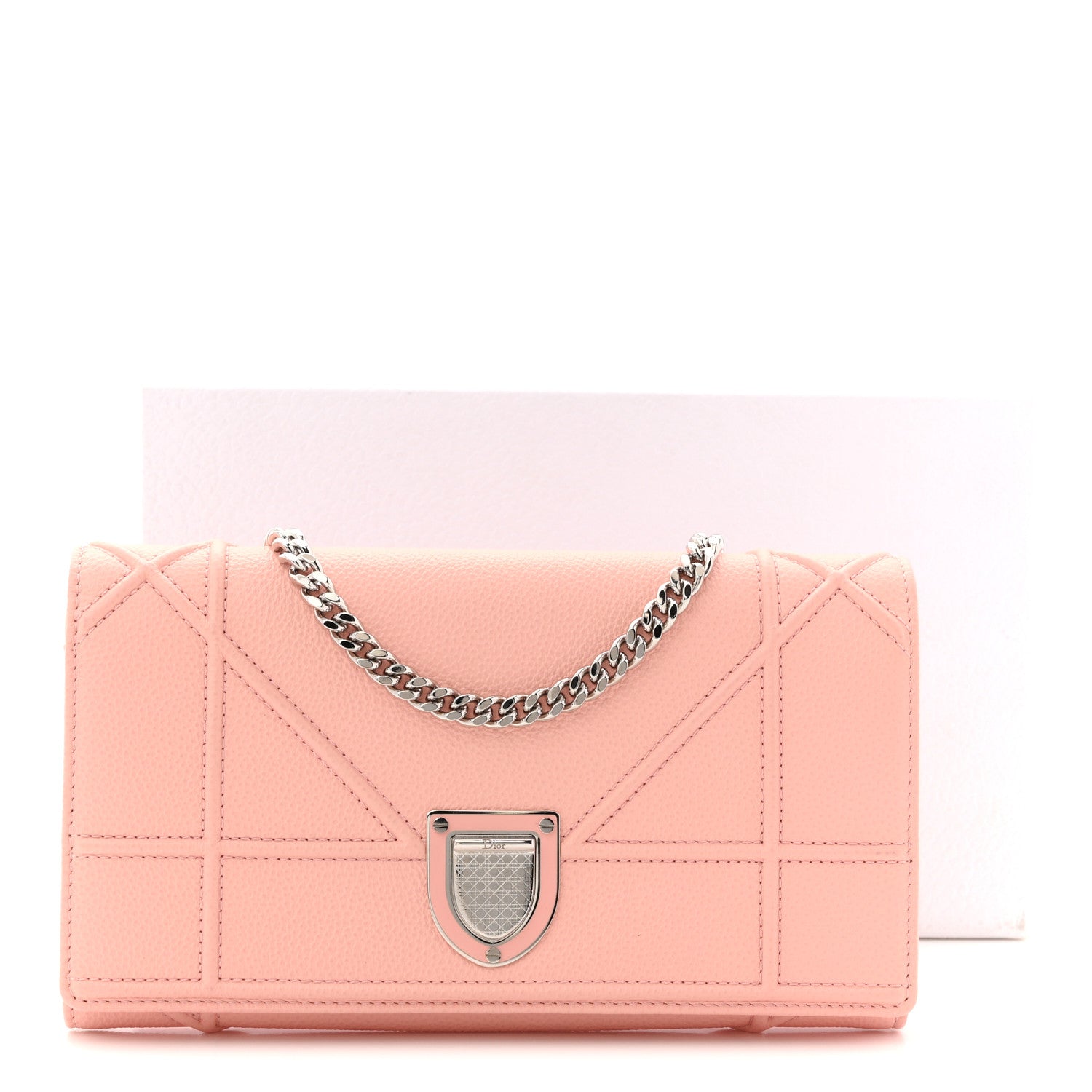 Christian Dior Grained Calfskin Diorama Wallet on Chain Pouch Nude 21 of 21