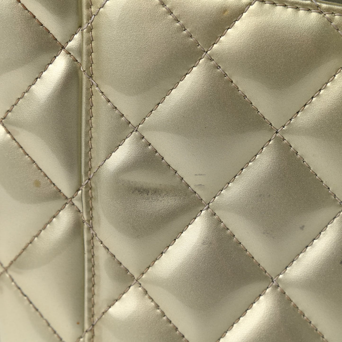 Patent Quilted Grand Shopping Tote GST Silver Gold