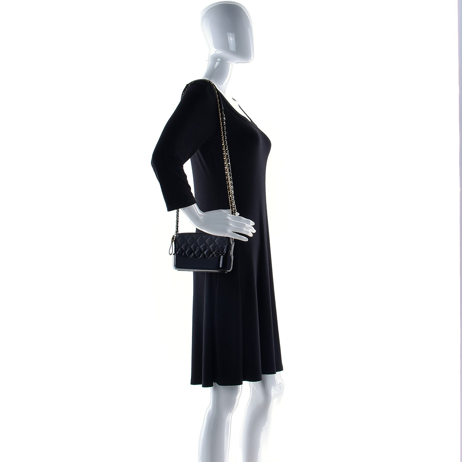 Chanel Patent Goatskin Quilted Small Gabrielle Clutch With Chain Black 2 of 16