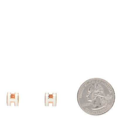 Hermes Rose Gold Lacquered Mini Pop H Earrings White 2 of 7