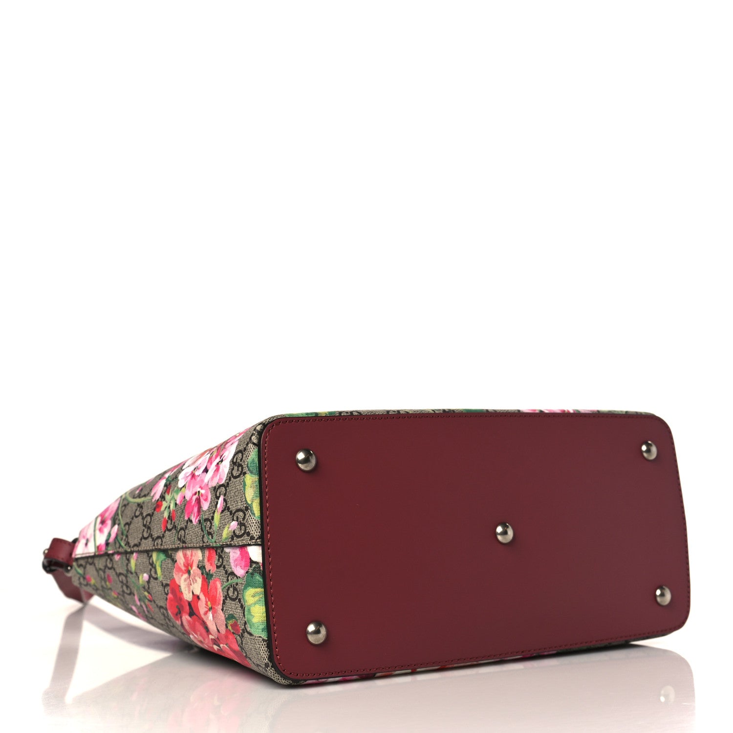 Gucci GG Supreme Monogram Blooms Linea A Foldover Tote Beige Multicolor Dry Rose 4 of 10