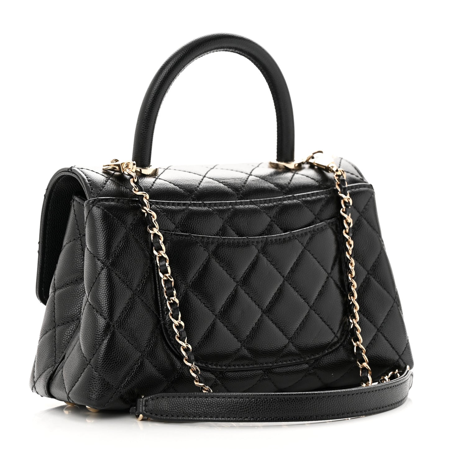 Caviar Quilted Mini Coco Handle Flap Black