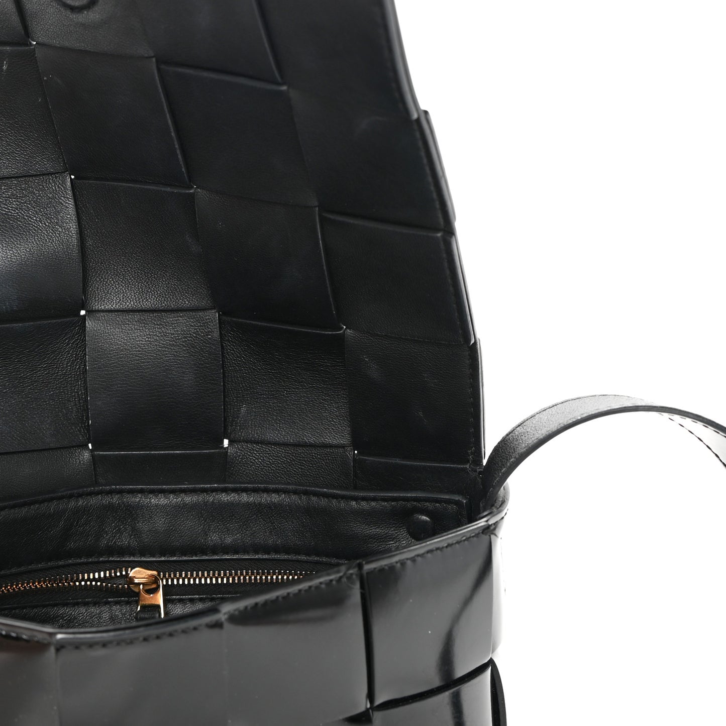 Patent Maxi Intrecciato Cassette Crossbody Bag Black