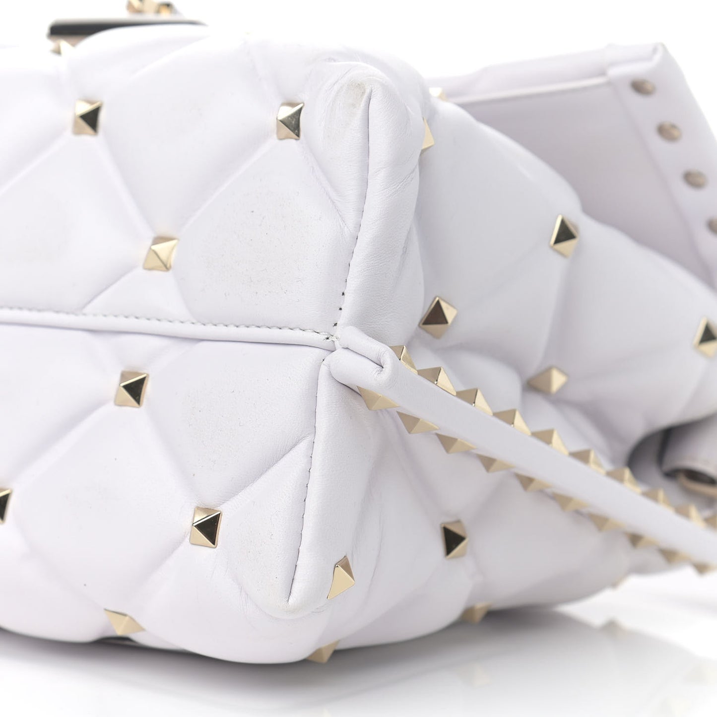 Lambskin VLTN Print Candystud Top Handle Bag Optic White Black